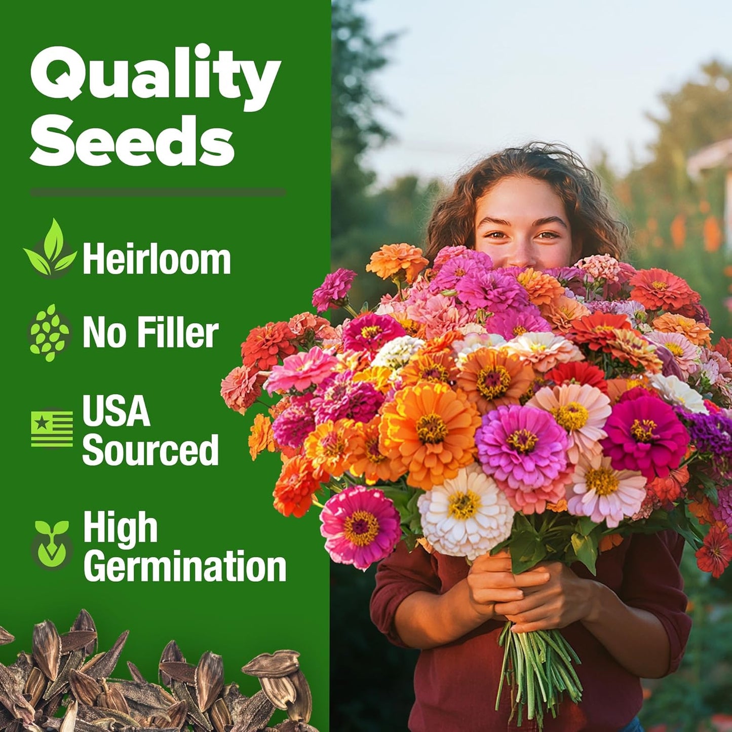 Home Grown | Premium Rainbow Zinnia Flower Seeds